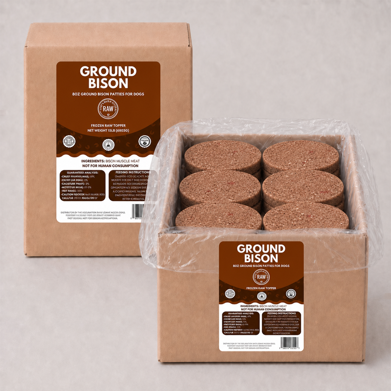 Bison Frozen Raw Dog Food Patties