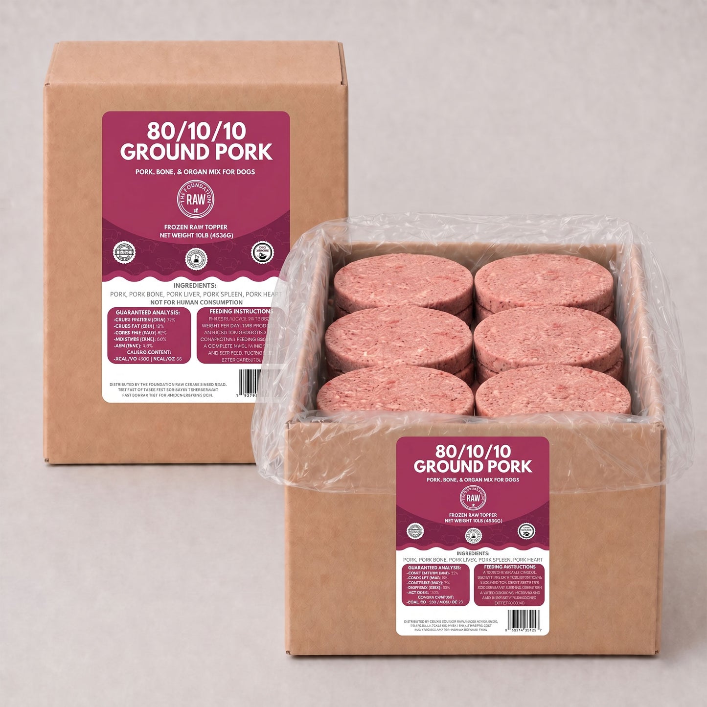 80/10/10 Pork Raw Dog Food Patties