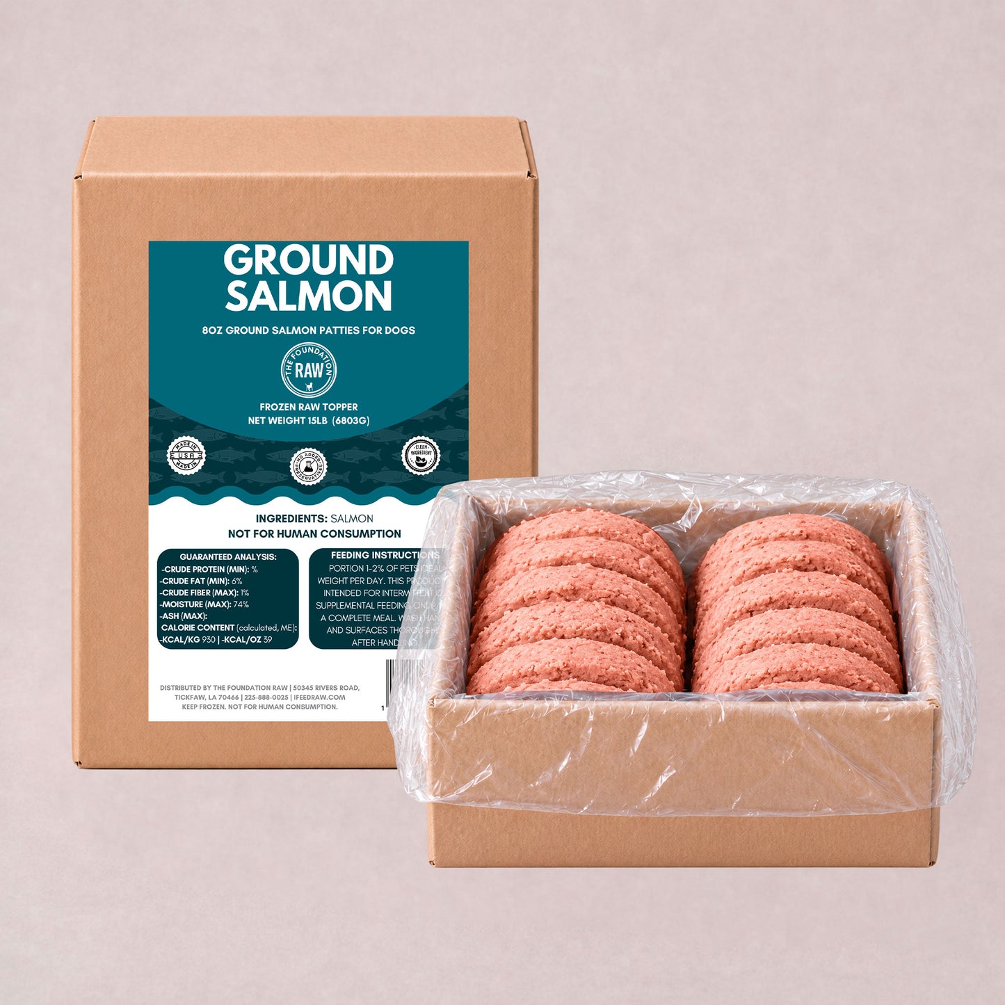 Salmon Frozen Raw Dog Food Patties