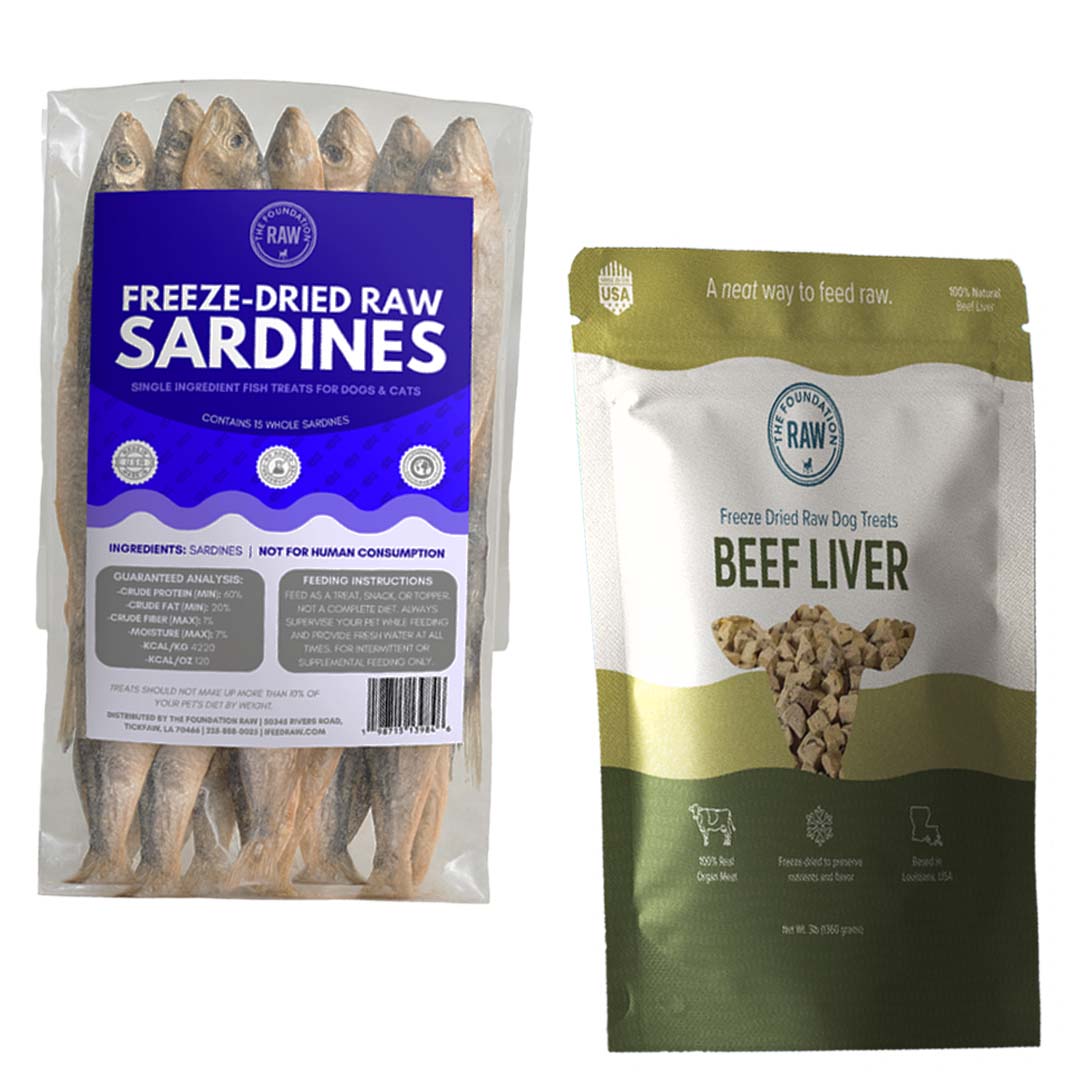 Bundle: Freeze Dried Beef Liver (14oz) + Raw Sardines (8oz)