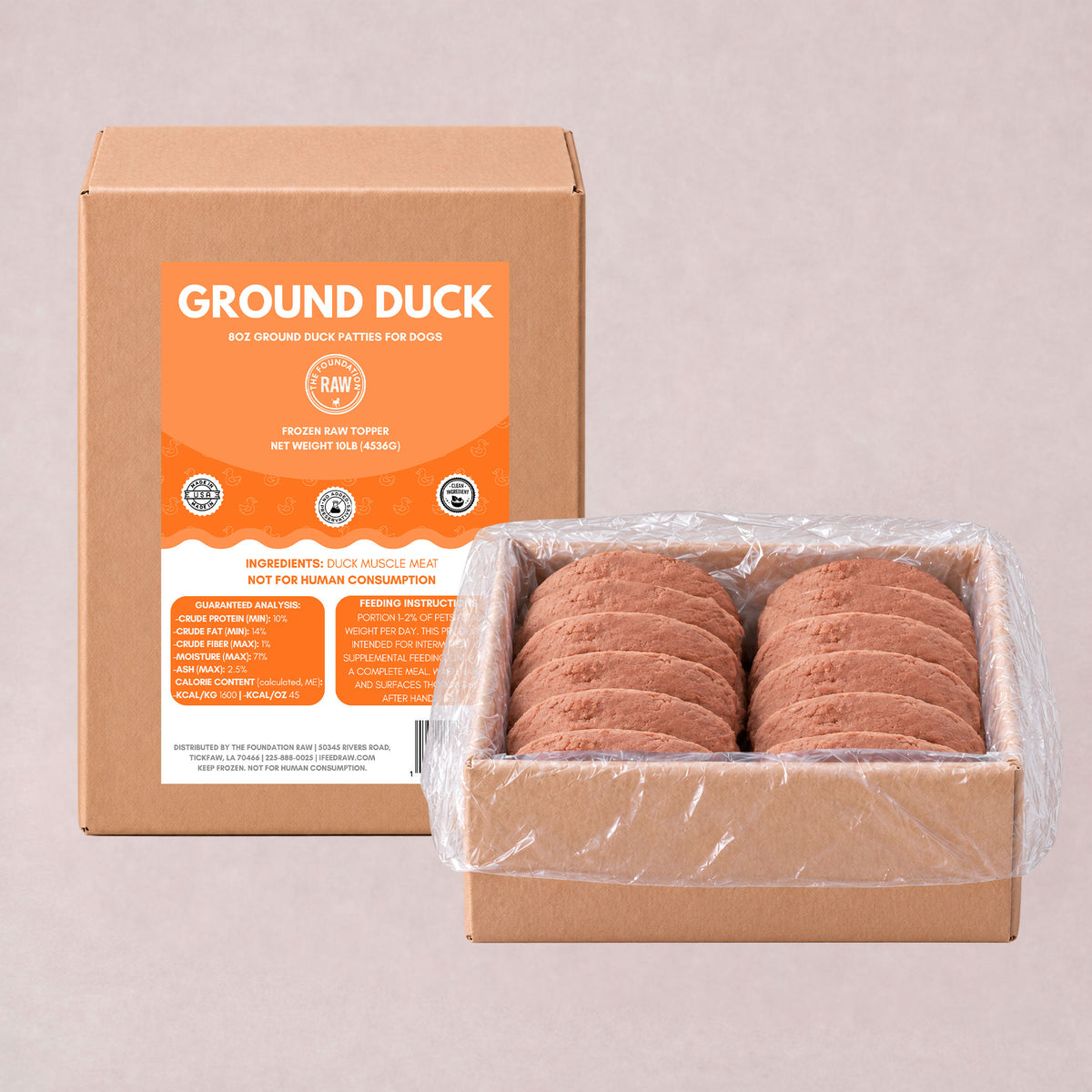 Duck Frozen Raw Dog Food Patties