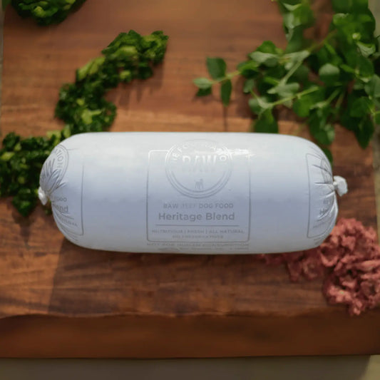 heritage blend raw beef dog food beef muscle meat beef heart green tripe beef liver beef kidney beef spleen raw food diet for dogs raw dog food raw dog food roll