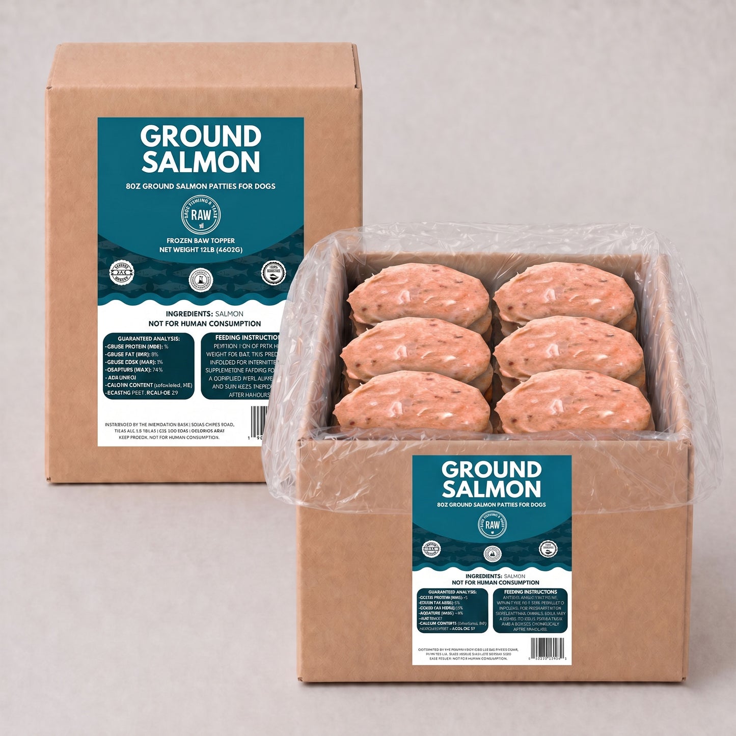 Salmon Frozen Raw Dog Food Patties
