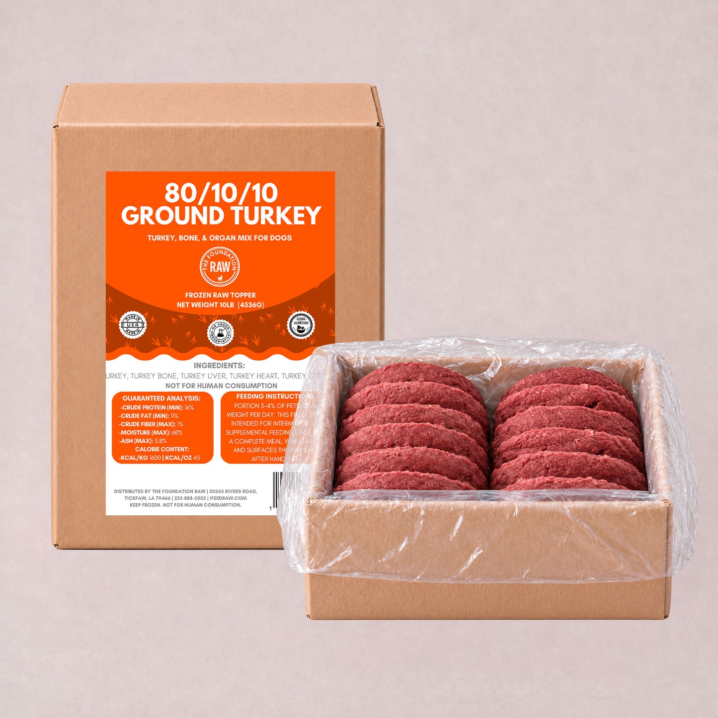 80/10/10 Turkey Raw Dog Food Patties