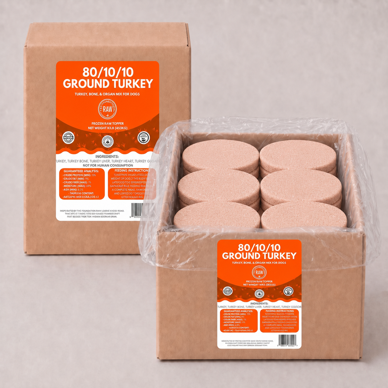 80/10/10 Turkey Raw Dog Food Patties